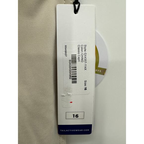 TAIL Pants Women 16 NWT Tan Chino Classic 23" Capri Refined Twill UPF 50 - Picture 6 of 9